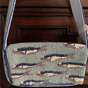 Beaded Sardine Design Shoulder Bag